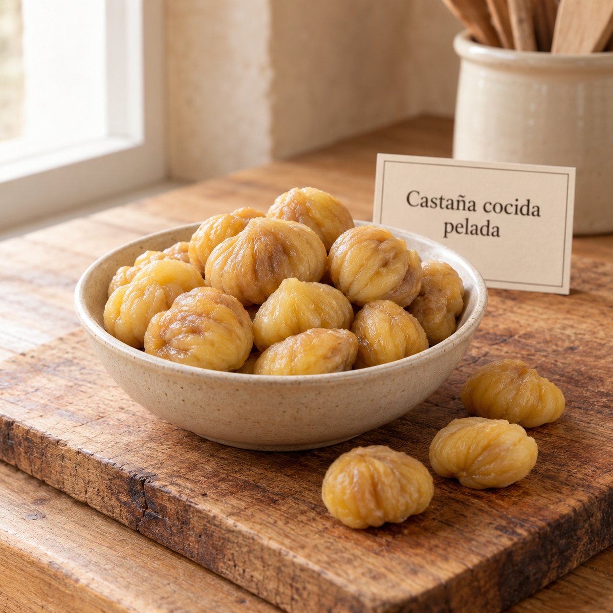 Castaña cocida pelada en cuenco