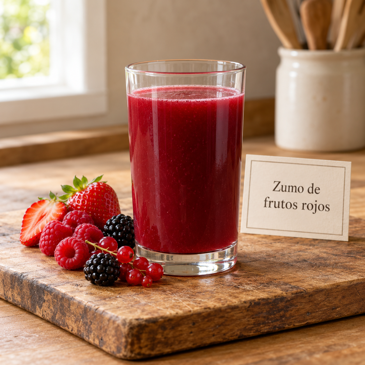 Zumo de frutos rojos, estilo rústico