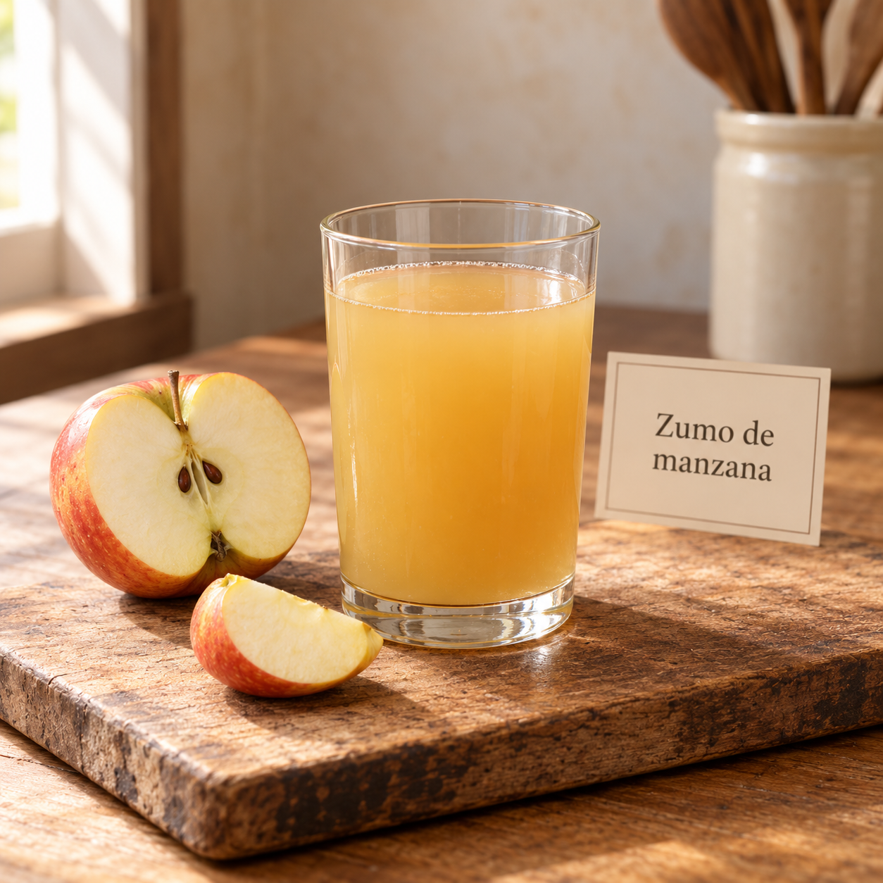 Zumo de manzana recién exprimido