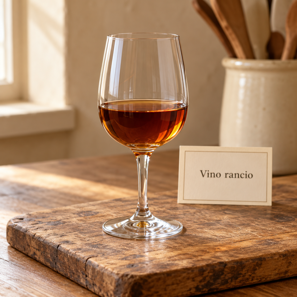 Vino rancio ámbar en copa