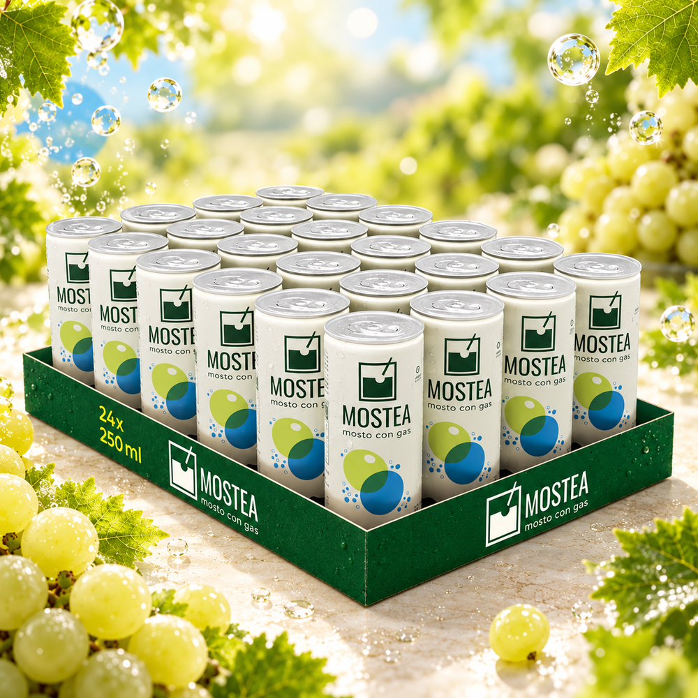 Mosto con gas MOSTEA · Caja de 24 uds.