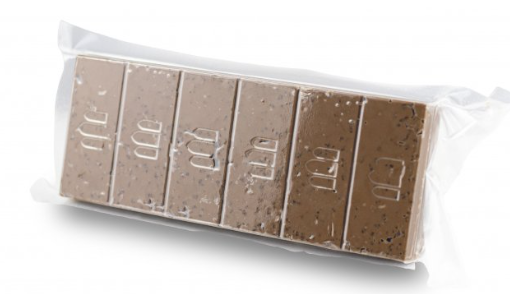 Turrón chocolate con leche, praliné de avellana y arroz inflado