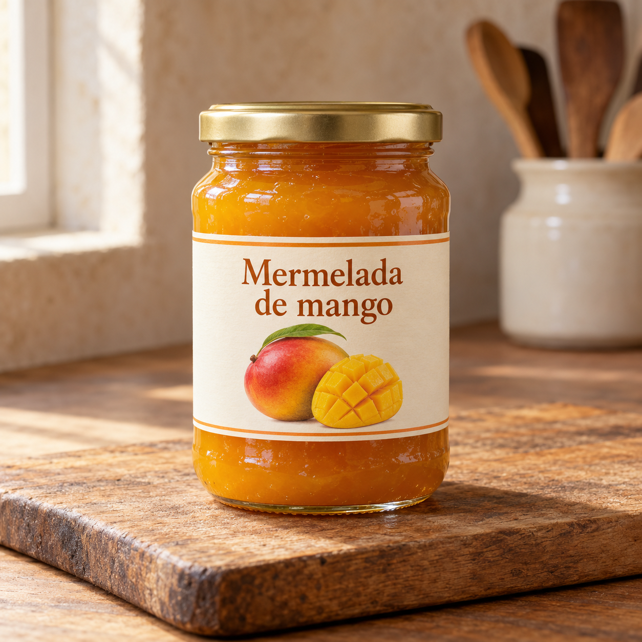 Tarro de mermelada de mango