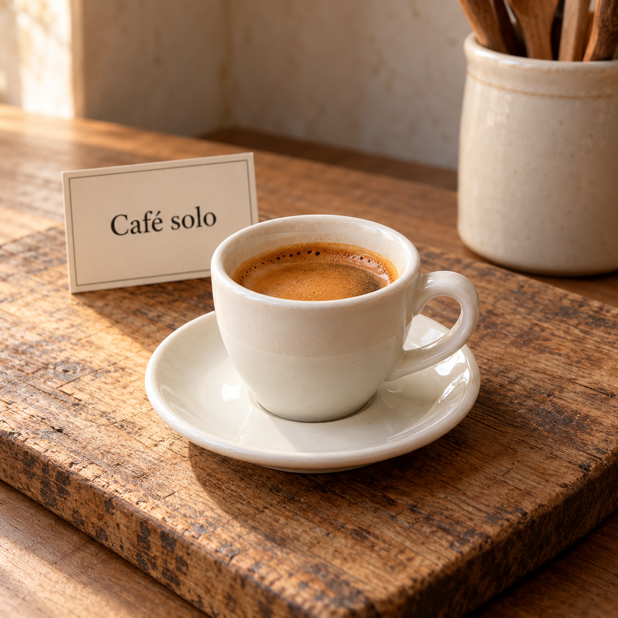 Café solo en taza de cerámica