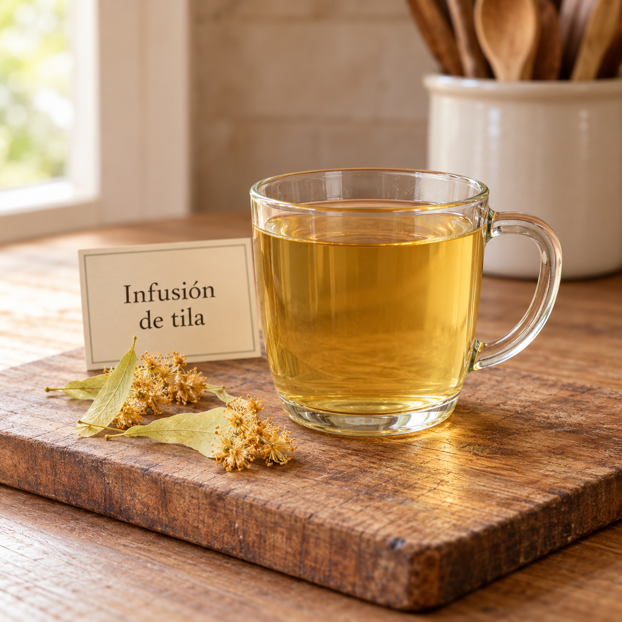 Infusión de tila con flores secas