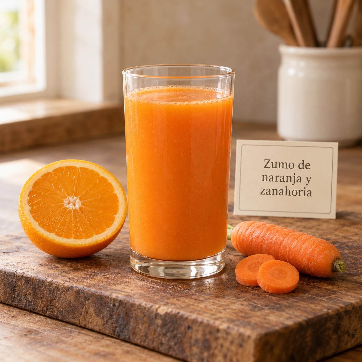 Zumo de naranja y zanahoria natural