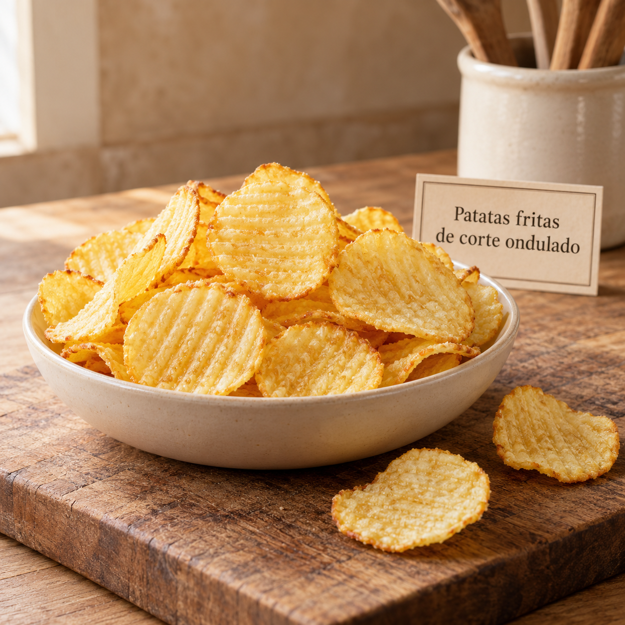 Patatas fritas onduladas doradas