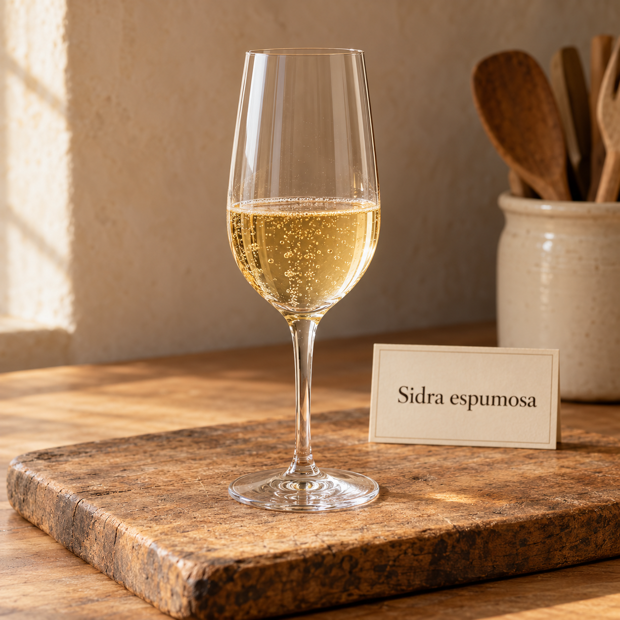 Sidra espumosa en copa