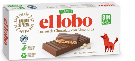 Turrón Chocolate Almendras All-Natural El Lobo 200 g