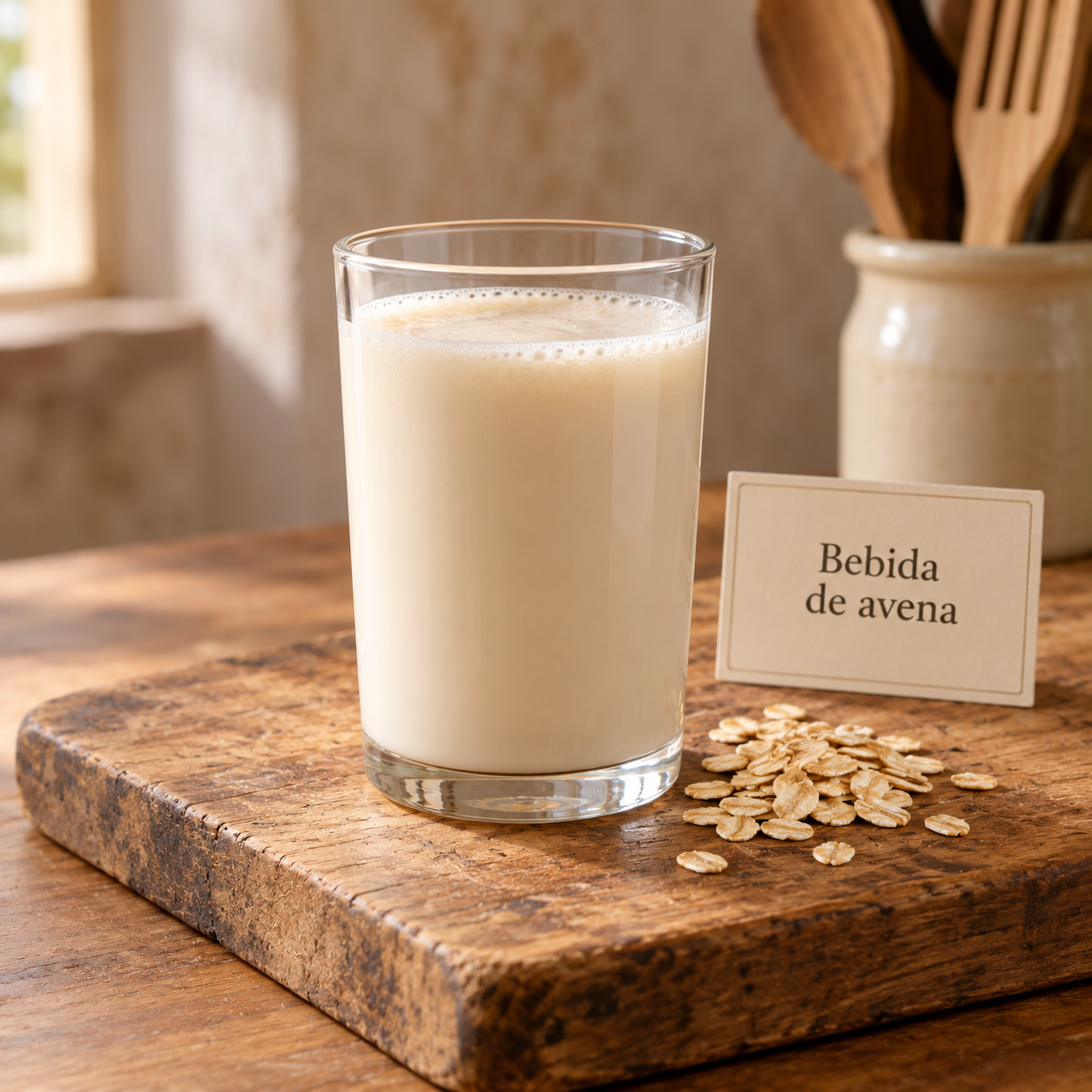 Bebida de avena en vaso