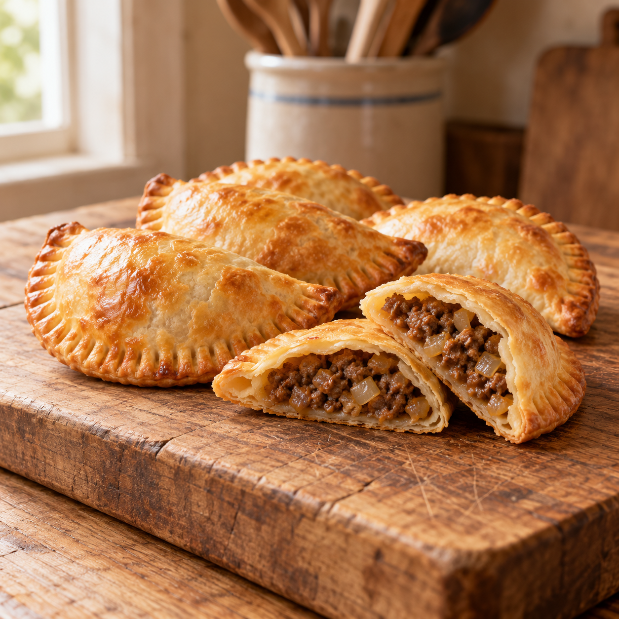 Empanadillas de carne doradas al horno