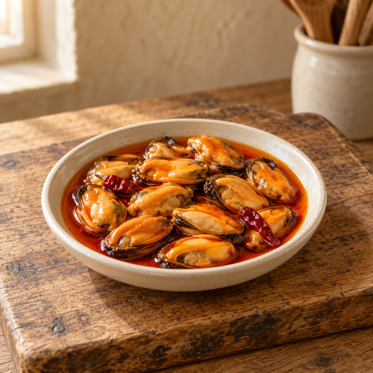 Mejillones en escabeche picante