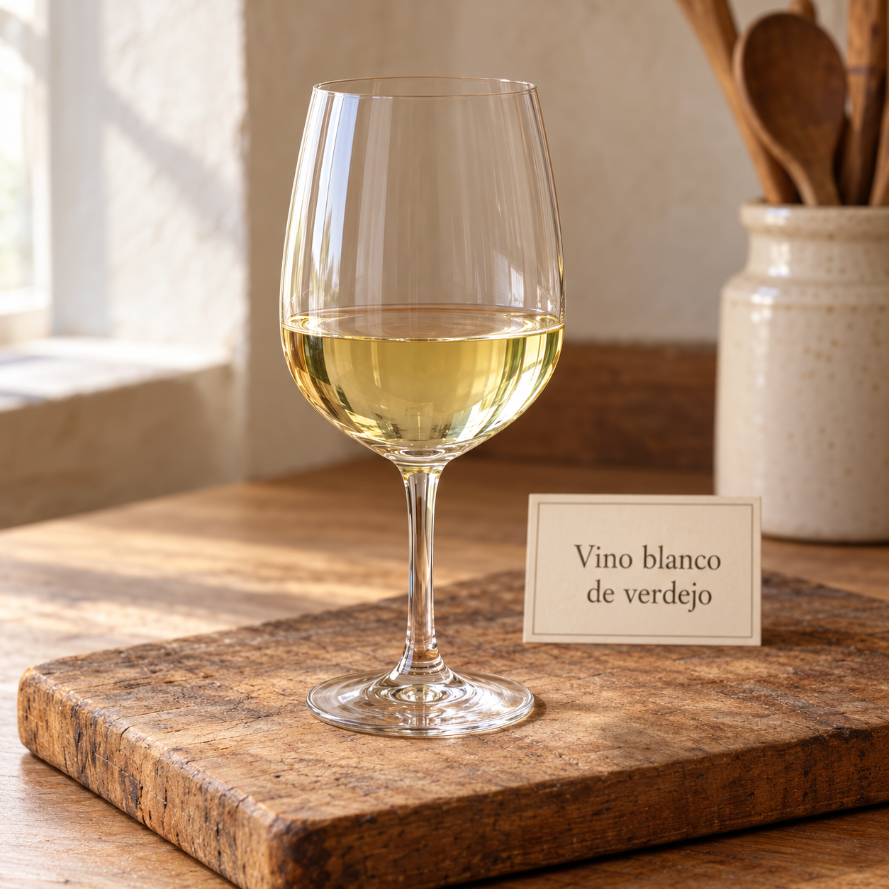 Vino blanco de verdejo en copa