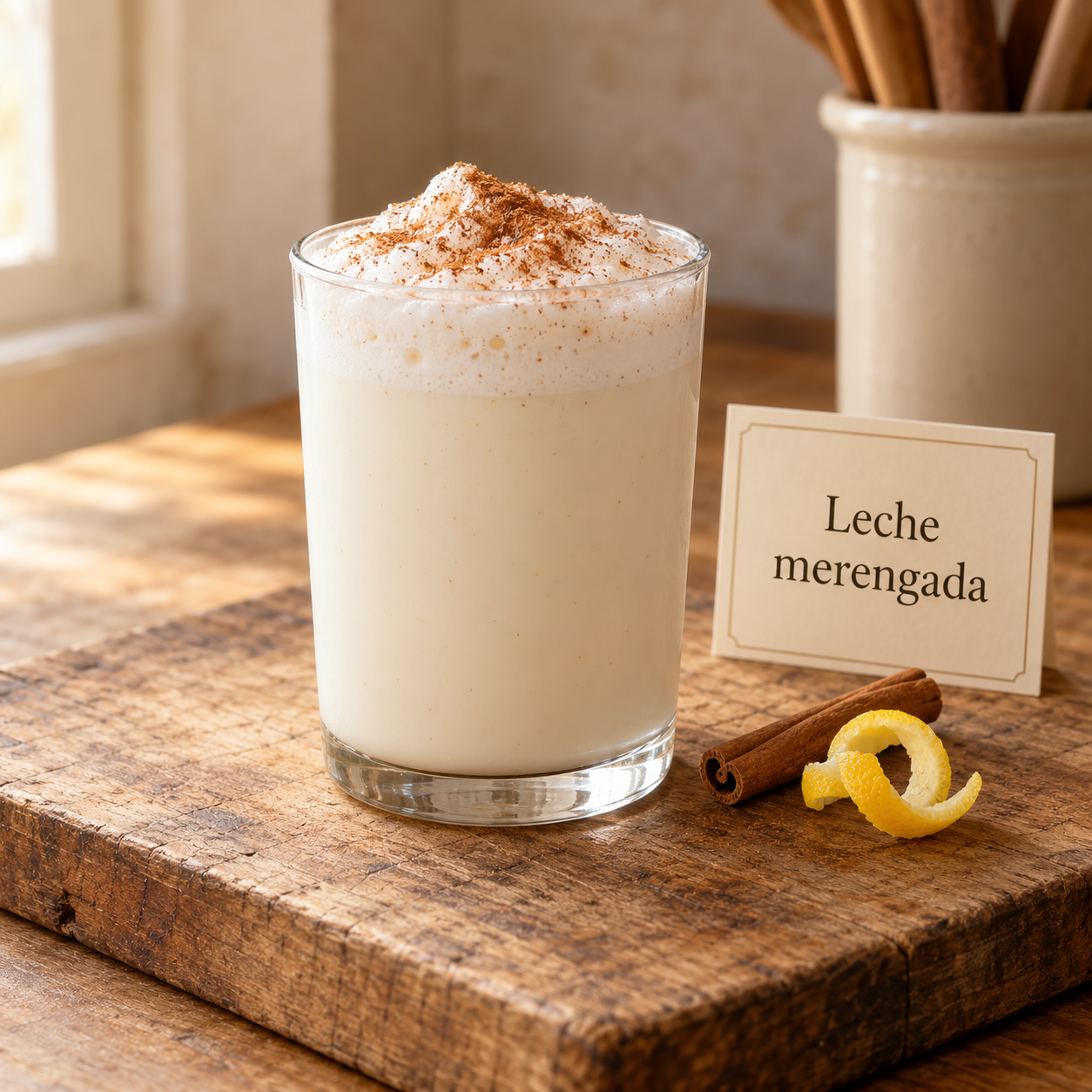 Leche merengada tradicional con canela