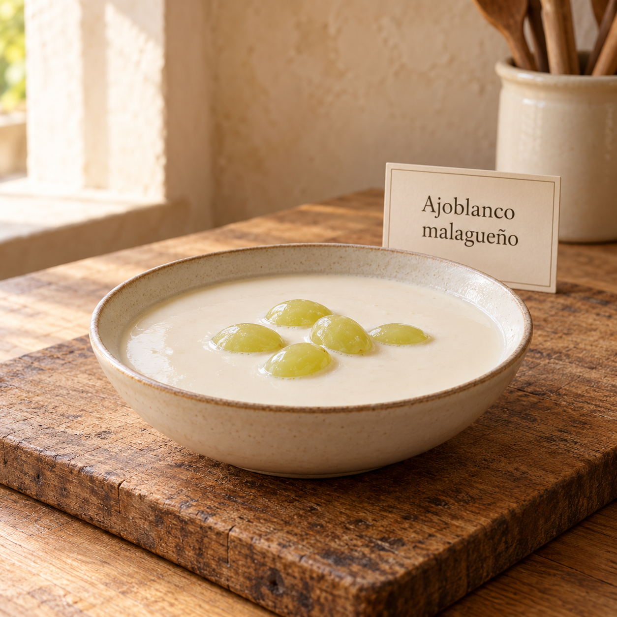 Ajoblanco malagueño con uvas verdes