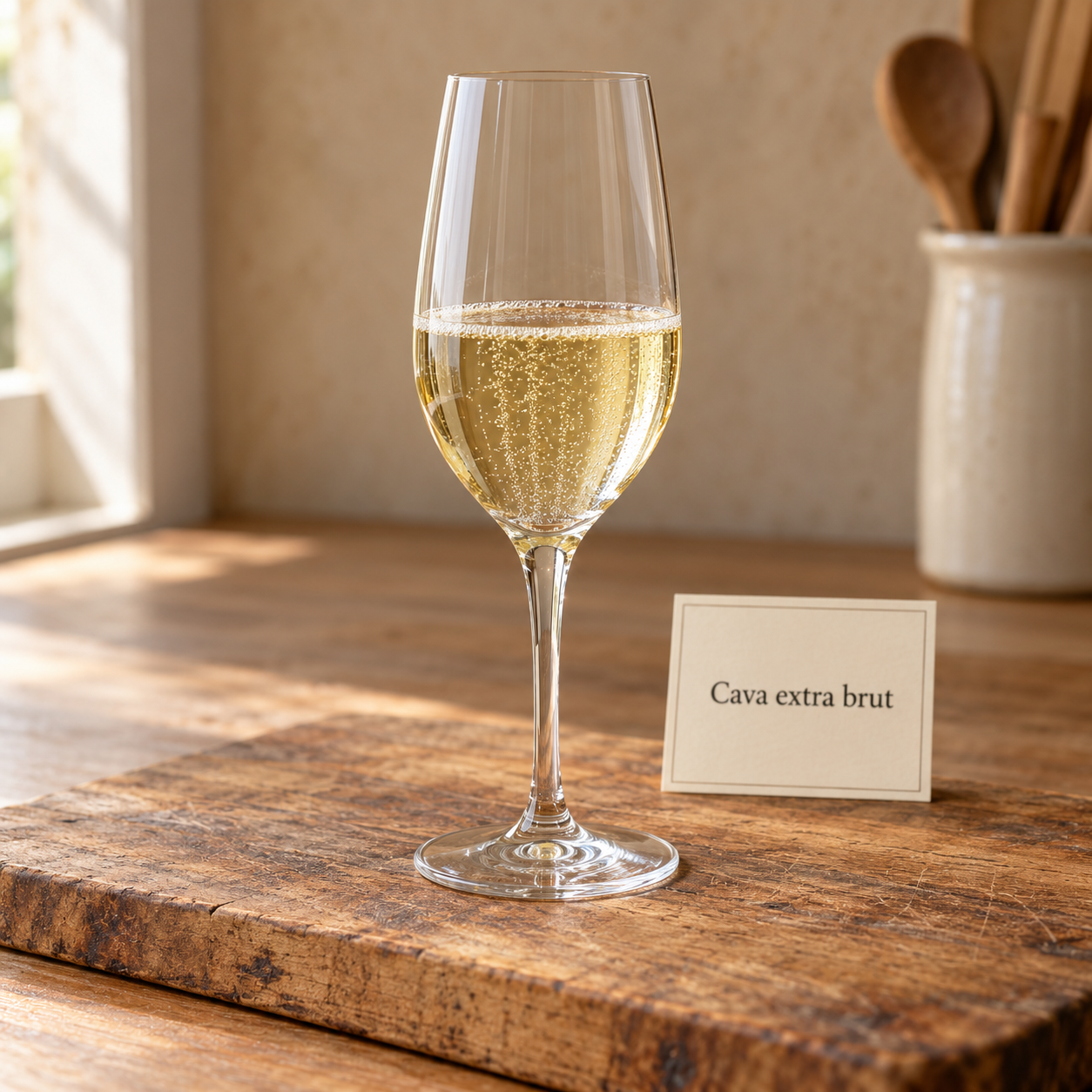 Cava extra brut en copa cristalina