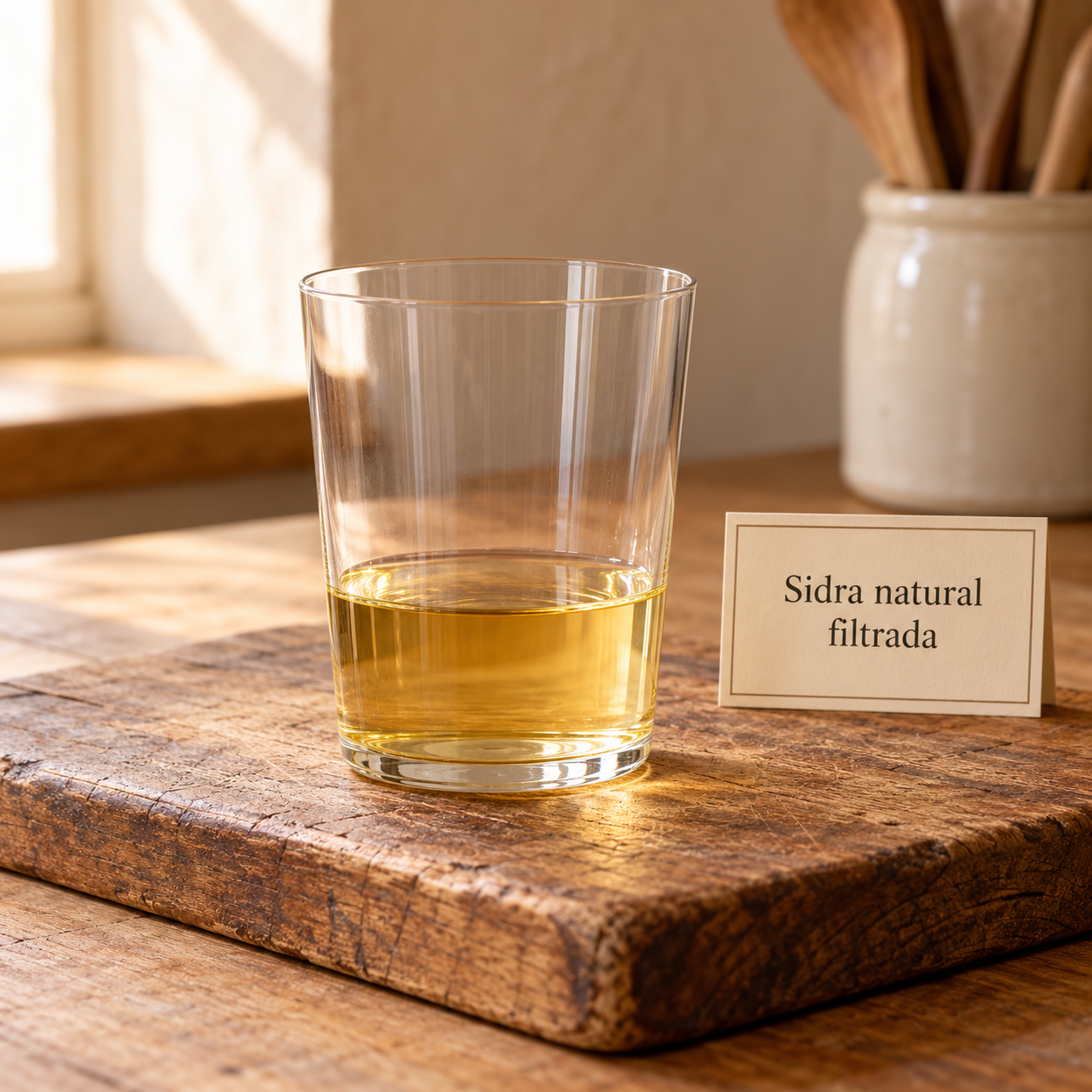 Sidra natural filtrada en vaso