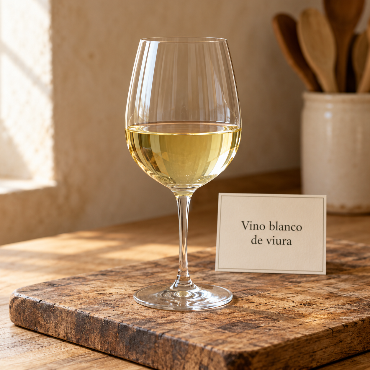 Vino blanco de viura en copa