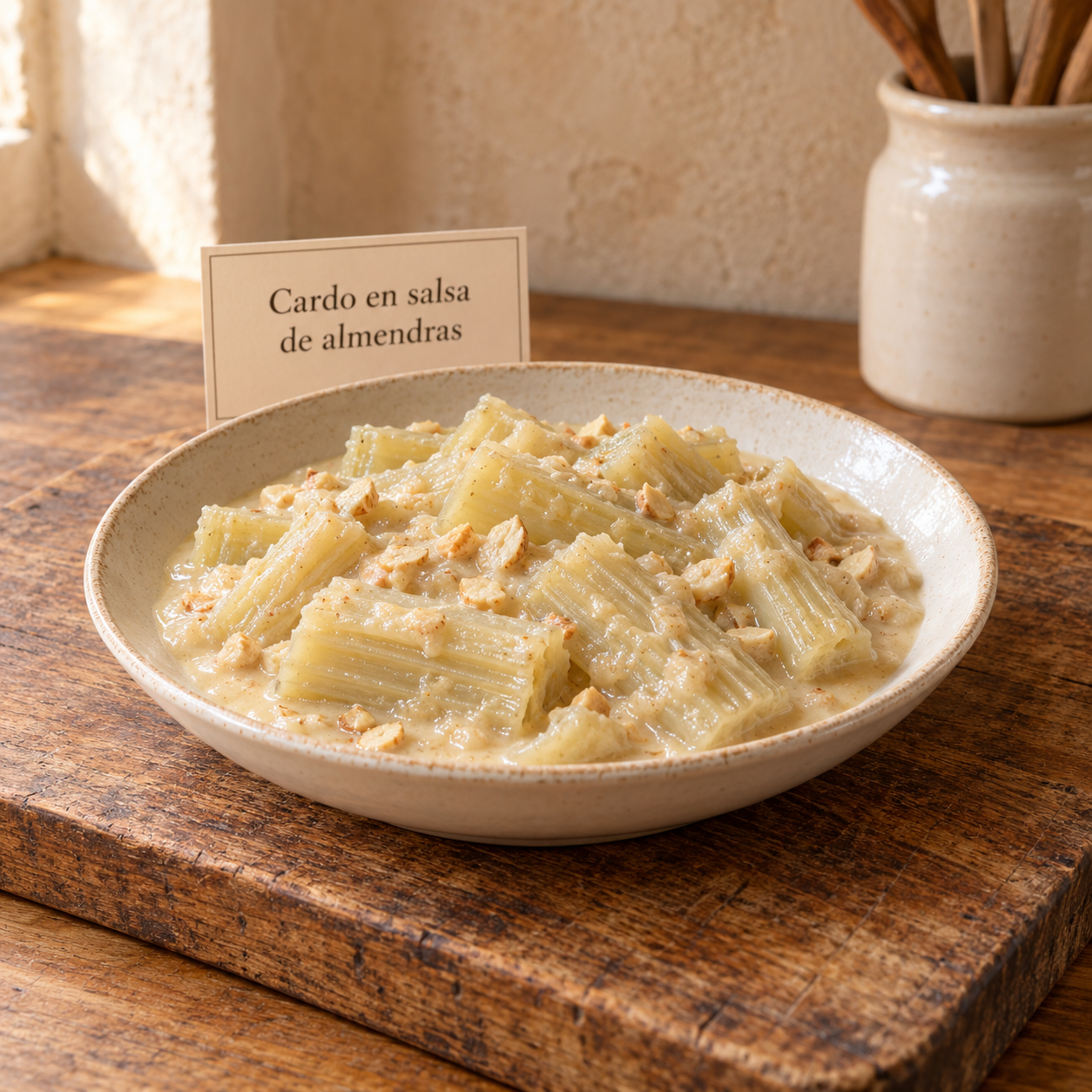 Cardo en salsa de almendras